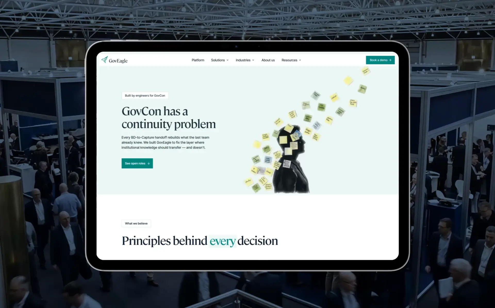 GovCon platform on tablet