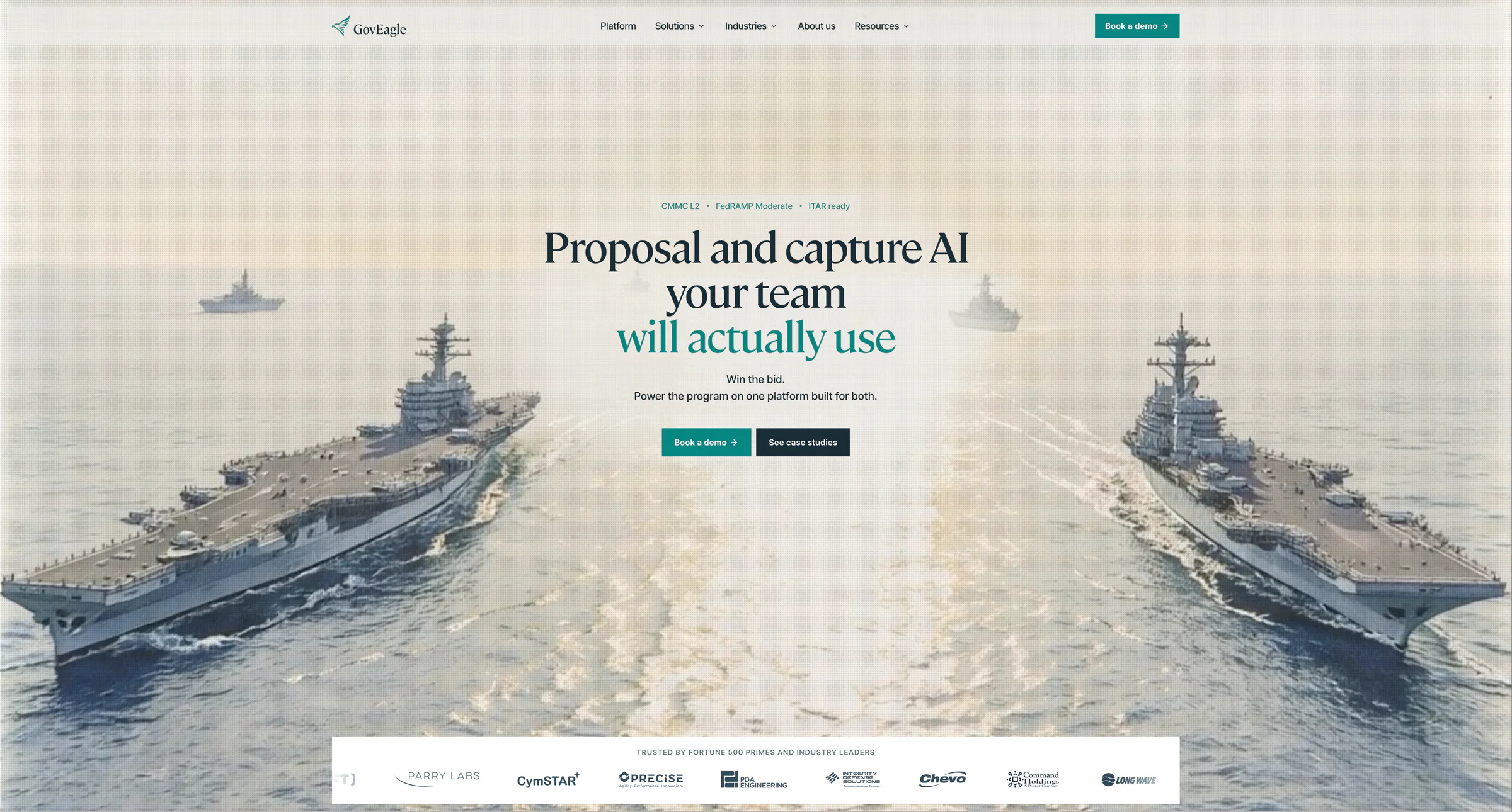 GovEagle AI-native workspace website for government contractors